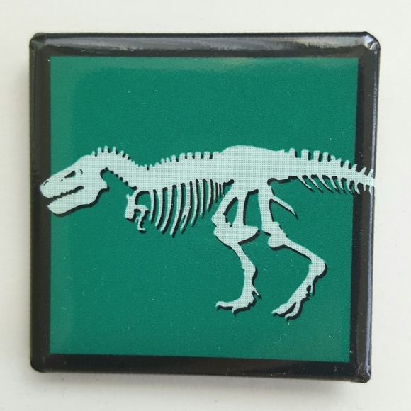 American Museum of Natural History Metal Square T Rex Dinosaur Bones Pin Geology - Picture 2 of 5